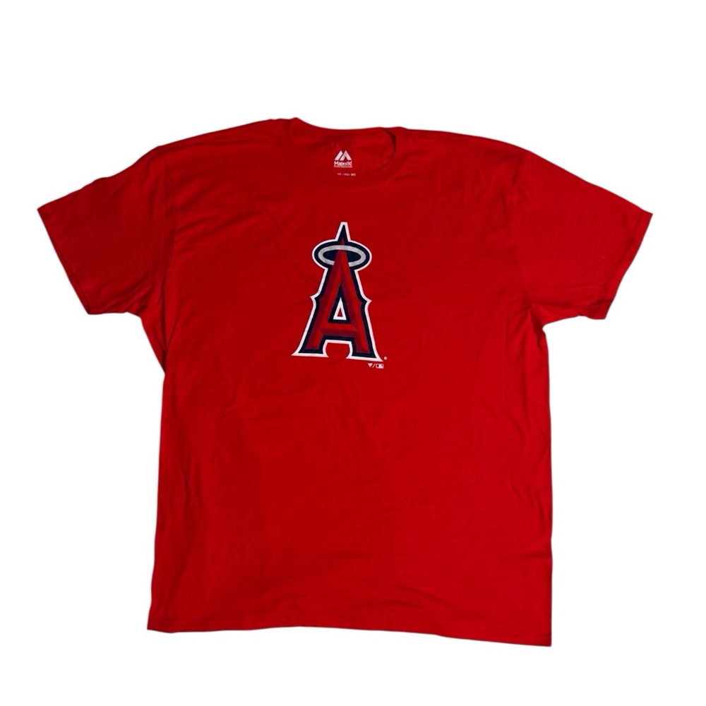 Majestic California Angels Red T-Shirt Adult Size 2XL 100% Cotton EUC